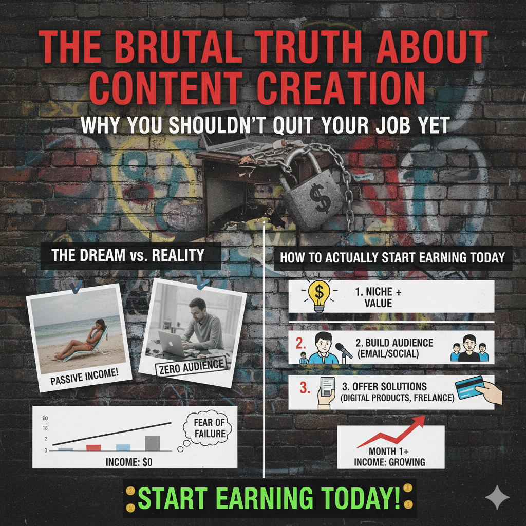 The Brutal Truth About Content Creation: Why You Shouldn't Quit Your Job Yet (And How to Actually Start Earning Today)